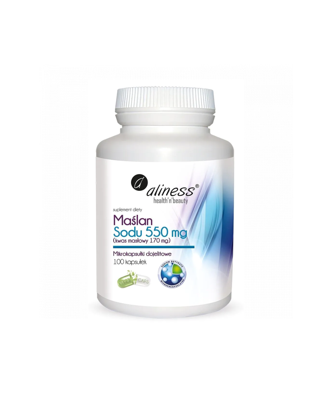 Aliness Maślan Sodu 550 mg (Kwas masłowy 170 mg) – 100 kapsułek
