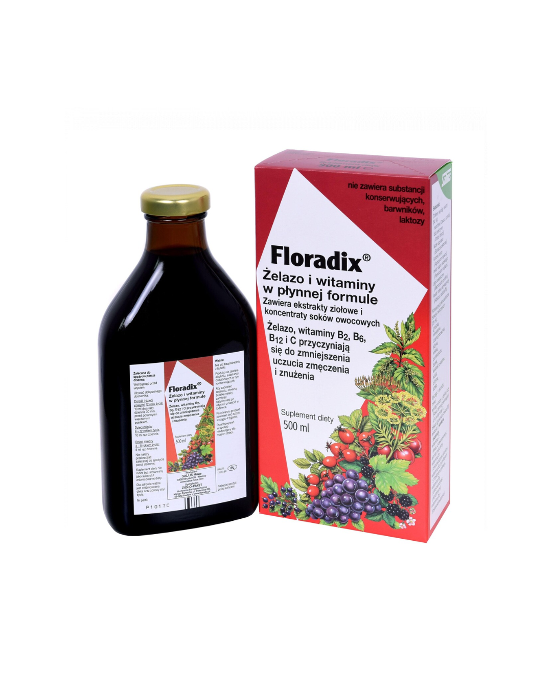 Floradix Żelazo i Witaminy – płynny suplement diety 500 ml